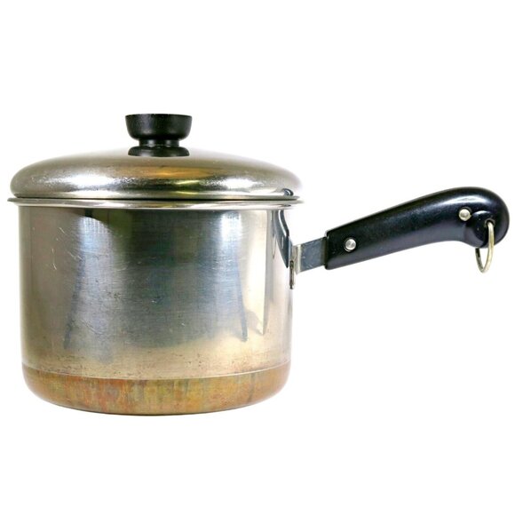 Revere Ware 1801 3 Qt Saucepan with Lid and Double Boiler Insert Pre 1968 - Picture 1 of 10